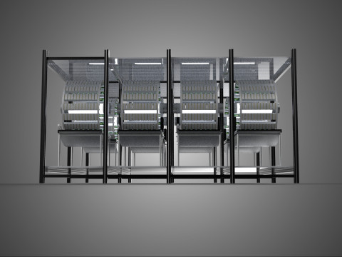 INDOOR ARRAY ROW SHELF RACK TRAY ROTARY HYDROPONIC PLANT FARM UP Modelo 3D