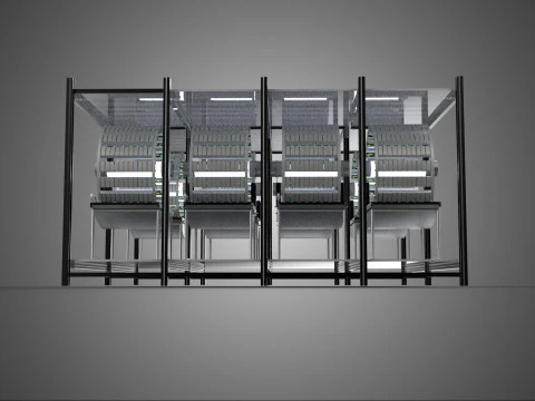 INDOOR ARRAY ROW SHELF RACK TRAY ROTARY HYDROPONIC PLANT FARM UP 3D Model