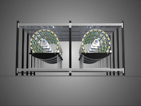 INDOOR ARRAY ROW SHELF RACK TRAY ROTARY HYDROPONIC PLANT FARM UP Modelo 3D