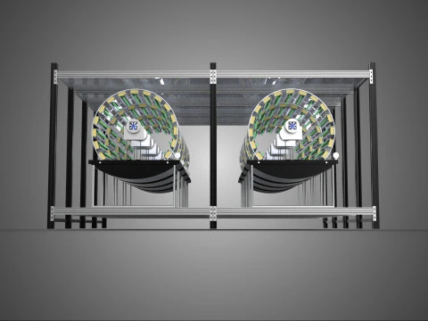 INDOOR ARRAY ROW SHELF RACK TRAY ROTARY HYDROPONIC PLANT FARM UP 3D Model