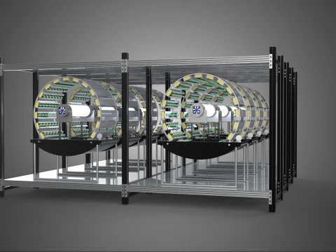 INDOOR ARRAY ROW SHELF RACK TRAY ROTARY HYDROPONIC PLANT FARM UP 3D Model
