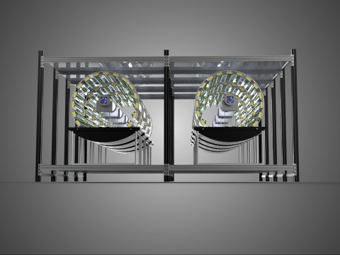 INDOOR ARRAY ROW SHELF RACK TRAY ROTARY HYDROPONIC PLANT FARM UP Modelo 3D