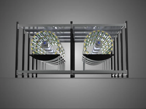 INDOOR ARRAY ROW SHELF RACK TRAY ROTARY HYDROPONIC PLANT FARM UP 3D Model