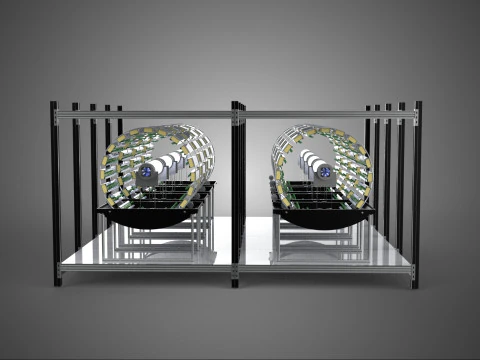 INDOOR ARRAY ROW SHELF RACK TRAY ROTARY HYDROPONIC PLANT FARM UP 3D Model