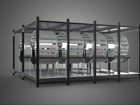 INDOOR ARRAY ROW SHELF RACK TRAY ROTARY HYDROPONIC PLANT FARM UP 3D Model