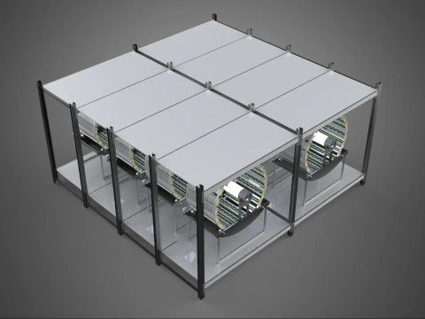 INDOOR ARRAY ROW SHELF RACK TRAY ROTARY HYDROPONIC PLANT FARM UP 3D Model