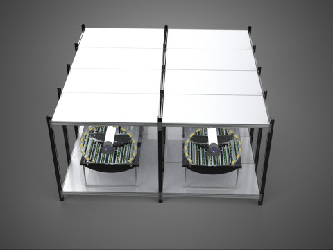 INDOOR ARRAY ROW SHELF RACK TRAY ROTARY HYDROPONIC PLANT FARM UP Modelo 3D