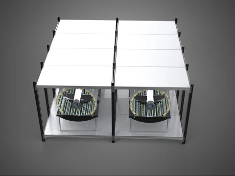 INDOOR ARRAY ROW SHELF RACK TRAY ROTARY HYDROPONIC PLANT FARM UP 3D Model