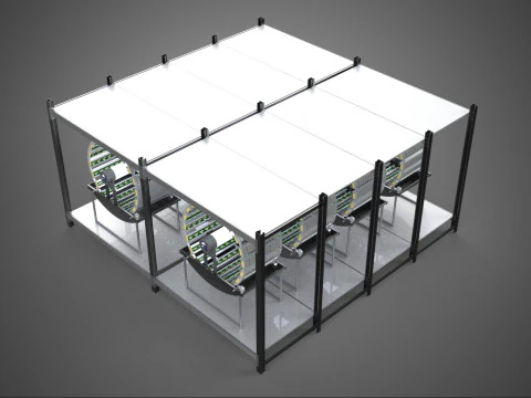 INDOOR ARRAY ROW SHELF RACK TRAY ROTARY HYDROPONIC PLANT FARM UP 3D Model