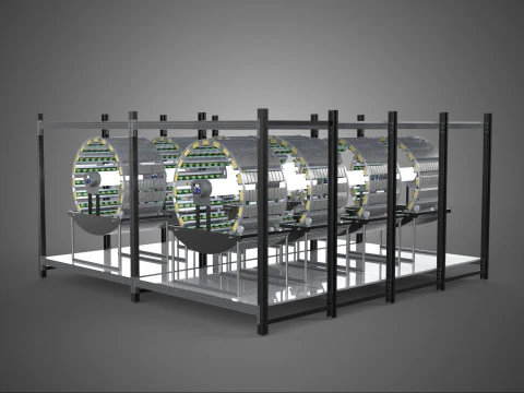 INDOOR ARRAY ROW SHELF RACK TRAY ROTARY HYDROPONIC PLANT FARM UP 3D Model