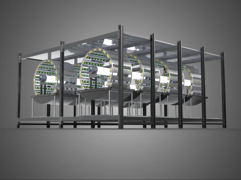 INDOOR ARRAY ROW SHELF RACK TRAY ROTARY HYDROPONIC PLANT FARM UP 3D Model