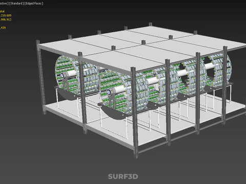 INDOOR ARRAY ROW SHELF RACK TRAY ROTARY HYDROPONIC PLANT FARM UP 3D Model