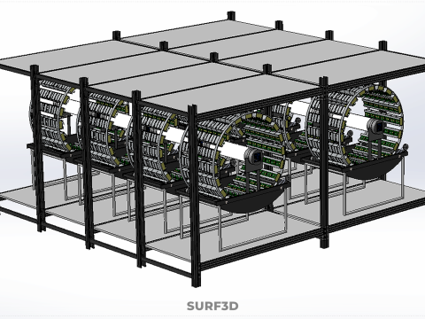 INDOOR ARRAY ROW SHELF RACK TRAY ROTARY HYDROPONIC PLANT FARM UP Modelo 3D