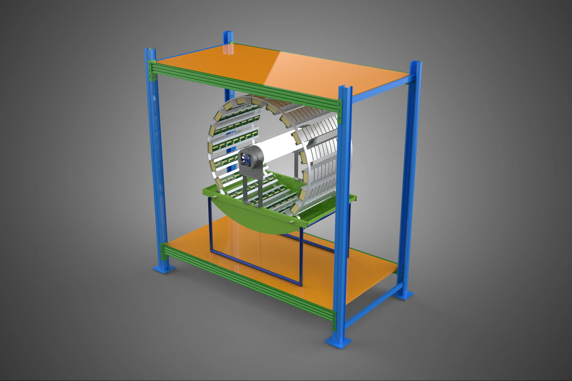 ROTARY HYDROPONIC PLANT FARM CAGE MODULAR FRAME SHELF RACK TRAY 3D Model .c4d .max .obj .3ds .fbx .stl .blend 