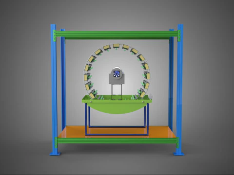 ROTARY HYDROPONIC PLANT FARM CAGE MODULAR FRAME SHELF RACK TRAY 3D Model
