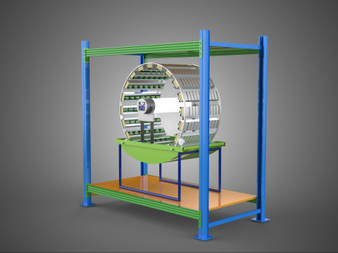 ROTERENDE HYDROPONIC PLANTENBOERDERIJ KOOI MODULAIR FRAME PLANKBAK 3D Model