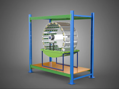 ROTARY HYDROPONIC PLANT FARM CAGE MODULAR FRAME SHELF RACK TRAY 3D Model