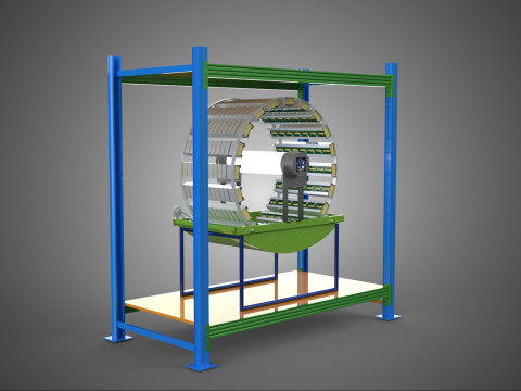 ROTERENDE HYDROPONIC PLANTENBOERDERIJ KOOI MODULAIR FRAME PLANKBAK 3D Model