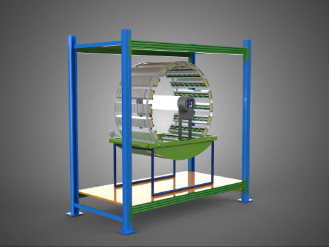 ROTARY HYDROPONIC PLANT FARM CAGE MODULAR FRAME SHELF RACK TRAY 3D Model