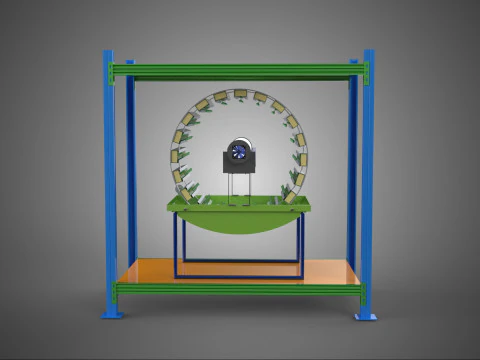 ROTARY HYDROPONIC PLANT FARM CAGE MODULAR FRAME SHELF RACK TRAY 3D Model