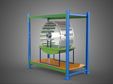 ROTERENDE HYDROPONIC PLANTENBOERDERIJ KOOI MODULAIR FRAME PLANKBAK 3D Model