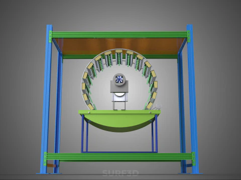 ROTARY HYDROPONIC PLANT FARM CAGE MODULAR FRAME SHELF RACK TRAY 3D Model