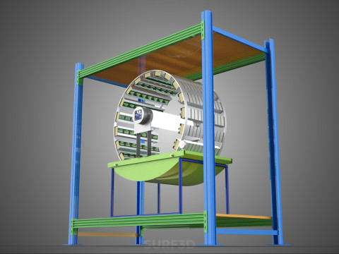 ROTERENDE HYDROPONIC PLANTENBOERDERIJ KOOI MODULAIR FRAME PLANKBAK 3D Model
