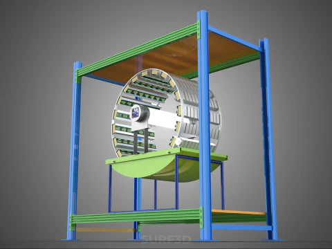 ROTARY HYDROPONIC PLANT FARM CAGE MODULAR FRAME SHELF RACK TRAY 3D Model