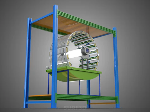 ROTARY HYDROPONIC PLANT FARM CAGE MODULAR FRAME SHELF RACK TRAY 3D Model