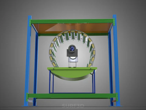 ROTARY HYDROPONIC PLANT FARM CAGE MODULAR FRAME SHELF RACK TRAY 3D Model