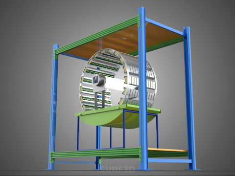 ROTERENDE HYDROPONIC PLANTENBOERDERIJ KOOI MODULAIR FRAME PLANKBAK 3D Model