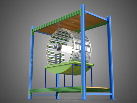 ROTARY HYDROPONIC PLANT FARM CAGE MODULAR FRAME SHELF RACK TRAY 3D Model