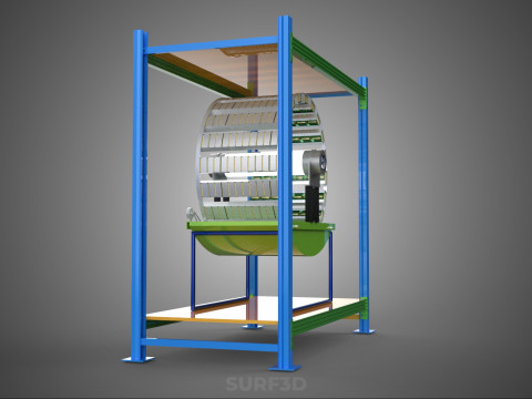 ROTERENDE HYDROPONIC PLANTENBOERDERIJ KOOI MODULAIR FRAME PLANKBAK 3D Model