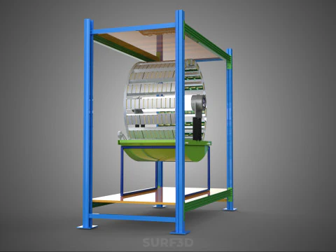 ROTARY HYDROPONIC PLANT FARM CAGE MODULAR FRAME SHELF RACK TRAY 3D Model