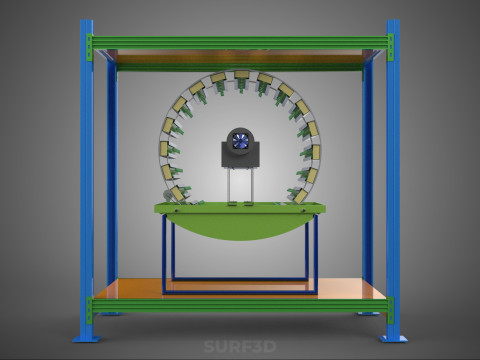 ROTERENDE HYDROPONIC PLANTENBOERDERIJ KOOI MODULAIR FRAME PLANKBAK 3D Model
