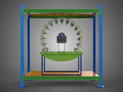 ROTARY HYDROPONIC PLANT FARM CAGE MODULAR FRAME SHELF RACK TRAY 3D Model