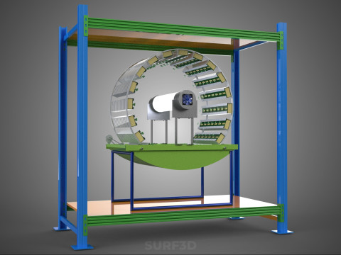 ROTERENDE HYDROPONIC PLANTENBOERDERIJ KOOI MODULAIR FRAME PLANKBAK 3D Model