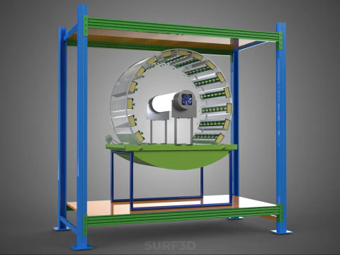 ROTARY HYDROPONIC PLANT FARM CAGE MODULAR FRAME SHELF RACK TRAY 3D Model