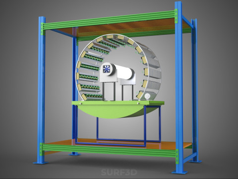 ROTERENDE HYDROPONIC PLANTENBOERDERIJ KOOI MODULAIR FRAME PLANKBAK 3D Model