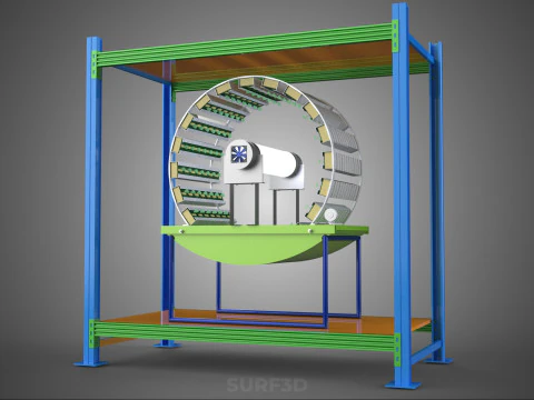 ROTARY HYDROPONIC PLANT FARM CAGE MODULAR FRAME SHELF RACK TRAY 3D Model