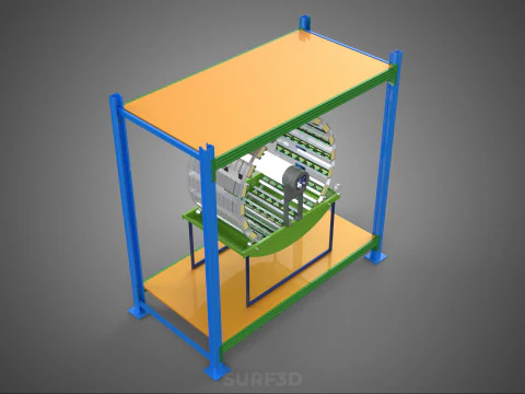 ROTARY HYDROPONIC PLANT FARM CAGE MODULAR FRAME SHELF RACK TRAY 3D Model