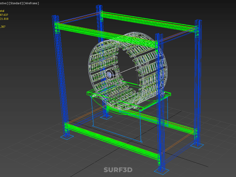 ROTERENDE HYDROPONIC PLANTENBOERDERIJ KOOI MODULAIR FRAME PLANKBAK 3D Model