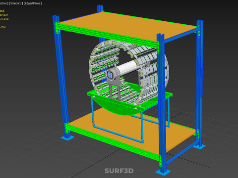ROTERENDE HYDROPONIC PLANTENBOERDERIJ KOOI MODULAIR FRAME PLANKBAK 3D Model