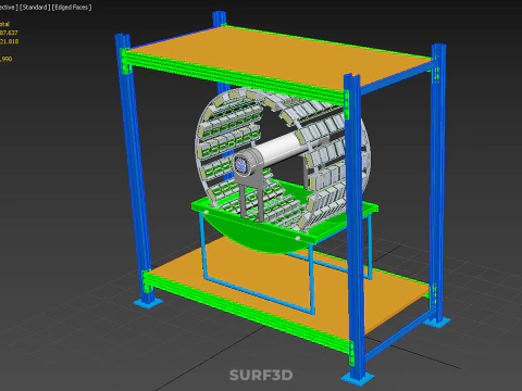 ROTARY HYDROPONIC PLANT FARM CAGE MODULAR FRAME SHELF RACK TRAY 3D Model