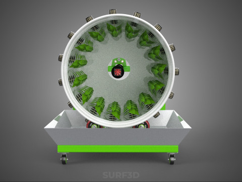 ROTARY HYDROPONIC RADIAL SPIN GARDENING PLANT FARM SYSTEM WHEEL 3D Model