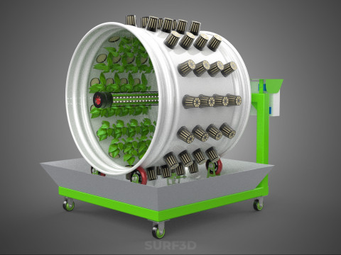 ROTARY HYDROPONIC RADIAL SPIN GARDENING PLANT FARM SYSTEM WHEEL 3D Model