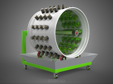 ROTARY HYDROPONIC RADIAL SPIN GARDENING PLANT FARM SYSTEM WHEEL 3D Model