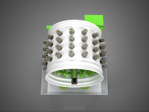 ROTARY HYDROPONIC RADIAL SPIN GARDENING PLANT FARM SYSTEM WHEEL 3D Model