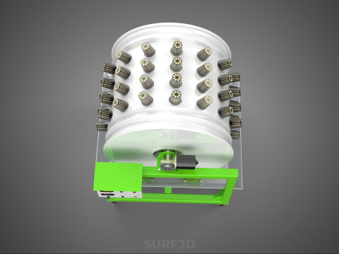 ROTARY HYDROPONIC RADIAL SPIN GARDENING PLANT FARM SYSTEM WHEEL 3D Model
