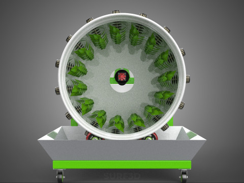 ROTARY HYDROPONIC RADIAL SPIN GARDENING PLANT FARM SYSTEM WHEEL 3D Model
